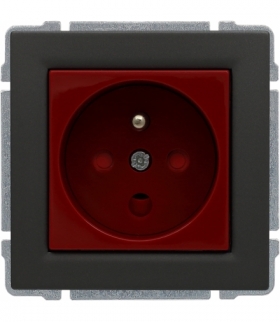 Gniazdo typu DATA czerwone, z uziemieniem i kluczem uprawniającym, bez ramki Seria KOS 66, GRAFIT 666043