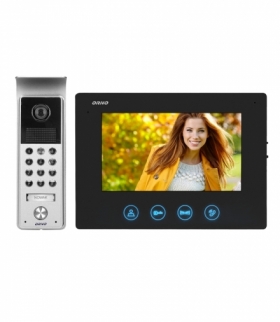 Zestaw wideodomofonowy bezsłuchawkowy, kolor, LCD 7", z szyfratorem, natynkowy, czarny, CERES Orno OR-VID-ME-1056/B