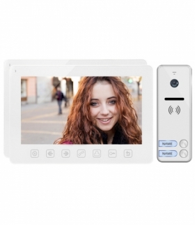 Zestaw wideodomofonowy 2-rodzinny, bezsłuchawkowy, kolor, LCD 7", menu OSD, sterowanie bramą, biały NOVEO MULTI2 Orno OR-VID-EX