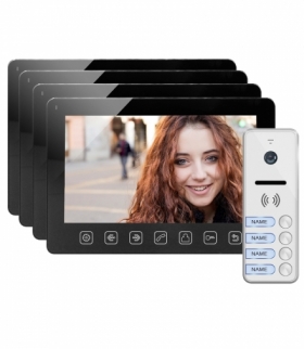 Zestaw wideodomofonowy 4-rodzinny, bezsłuchawkowy, kolor, LCD 7", menu OSD, sterowanie bramą, czarny NOVEO MULTI4 Orno OR-VID-E
