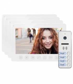Zestaw wideodomofonowy 4-rodzinny, bezsłuchawkowy, kolor, LCD 7", menu OSD, sterowanie bramą, biały NOVEO MULTI4 Orno OR-VID-EX