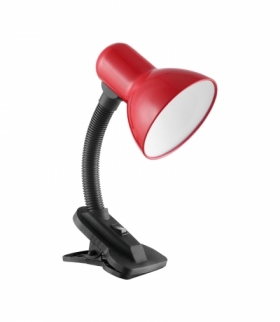 LATSA, lampa biurkowa z klipsem, 40W, E27, stal + tworzywo, czerwona Orno DL-3/R