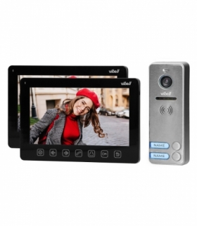 Zestaw wideodomofonowy 2-rodzinny, bezsłuchawkowy, kolor, LCD 7", menu OSD, sterowanie bramą, czarny NOVEO MULTI2 Orno OR-VID-E