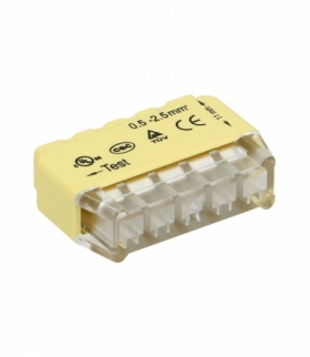 Złączka instalacyjna wciskana 5-przewodowa na drut 0,75-2,5mm² IEC 300V/24A Blister 10 szt. Orno OR-SZ-8004/5/B10