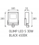 OLIMP LED S 30W BLACK 4500K Naświetlacz SMD LED z czujnikiem ruchu