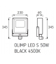 OLIMP LED S 50W BLACK 4500K Naświetlacz SMD LED z czujnikiem ruchu