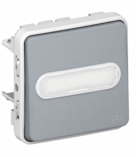 PLEXO IP55 Przycisk podświetlany przełączny z uchwytem etykiety SZARY 10A-250V Legrand 069544