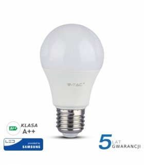 Żarówka LED E27 8.5W A60, Chip SAMSUNG, Zimna, Barwa:6400K, Klasa: A++, Trzonek:E27 V-TAC 254