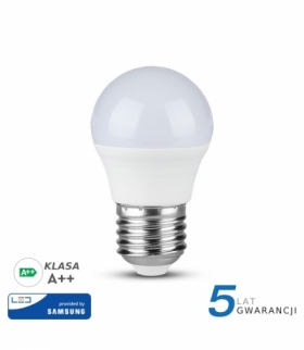 Żarówka LED E27 4.5W G45, Chip SAMSUNG, Ciepła, Barwa:3000K, Klasa: A++, Trzonek:E27 V-TAC 261