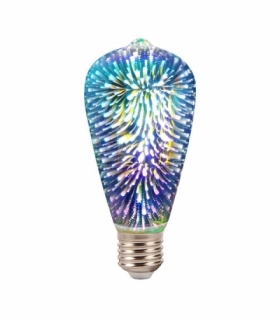 Żarówka LED E27 3W ST64 Filament 3D, Ciepła, Barwa:3000K, Trzonek:E27 V-TAC 2705