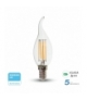 Żarówka LED E14 4W CF37 Filament, Klosz Transparentny, Chip SAMSUNG, Ciepła, Barwa:2700K, Trzonek:E14 V-TAC 275