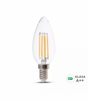 Żarówka LED V-TAC 6W Filament E14 Świeczka Przeźroczysta VT-2327 3000K 800lm