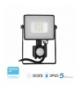 Projektor LED V-TAC 10W SAMSUNG CHIP Czujnik Ruchu Funkcja Cut-OFF Czarny VT-10-S 3000K 800lm 5 Lat Gwarancji
