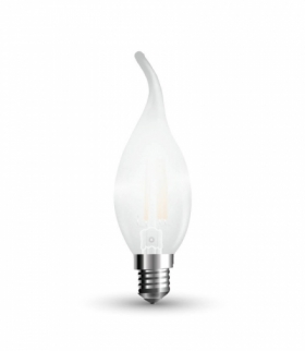 Żarówka LED E14 4W C35 Filament, Klosz: Mleczny płomień, Ściemniana, Ciepła, Barwa:2700K, Trzonek:E14 V-TAC 7177