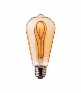 Żarówka LED E27 5W ST64 Filament-Deko, Super Ciepła (barwa zachód słońca), Barwa:2200K, Klosz: Bursztynowy, Trzonek: E27 V-TAC 7220
