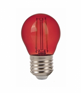 Żarówka LED E27 2W G45 Filament, Czerwony, Trzonek:E27 V-TAC 7413