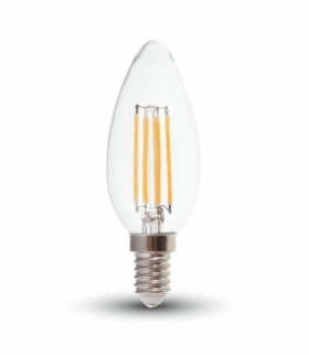 Żarówka LED E14 6W C35 Filament, Klosz Transparentny, Ciepła, Barwa:2700K, Trzonek:E14 V-TAC 7423