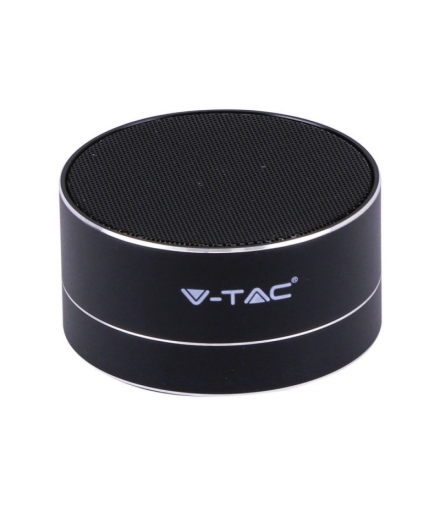 Przenośny Metalowy Głośnik Bluetooth Micro SD Mikrofon 400mah Czarny V-TAC VT-6133