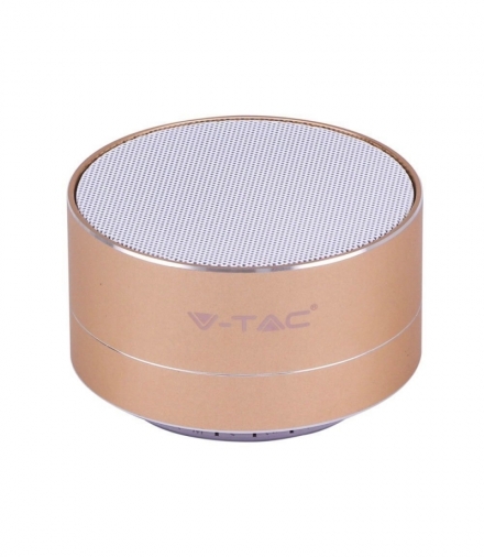 Przenośny Metalowy Głośnik Bluetooth Micro SD Mikrofon 400mah Złoty V-TAC VT-6133