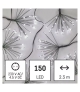 Dekoracje - 150 LED 2,35 m nano łezki frędzle zimna biel, zielony przewód, IP20, timer D3AC08