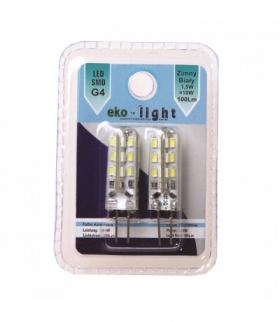 Żarówka LED 1,5W G4 12V Dwu-pak. Barwa: Ciepła Eko-Light EKZA116