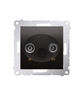 Gniazdo antenowe R-TV przelotowe (moduł), tłumienie TV i R 10 dB, czarny DAP10.01/49