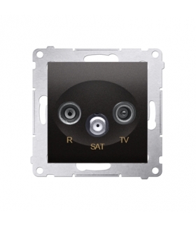 Gniazdo antenowe R-TV-SAT przelotowe (moduł), czarny DASP.01/49