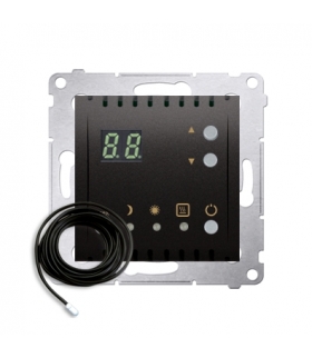 Regulator temperatury z wyświetlaczem z czujnikiem zewnętrznym (moduł) 16(2) A, 230V, czarny W komplecie czujnik zewnętrzny (so