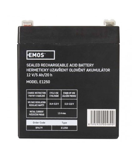Akumulator AGM 12V 5Ah faston 6,3 EMOS B9679