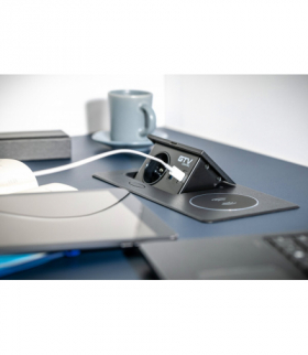 Przedłużacz biur wpuszcz AVARO PLUS,1x gn french,USB A+C, ładowarka indukcyjna 5W,przewód 1.5m,biały GTV AE-PB1FAVAP-10