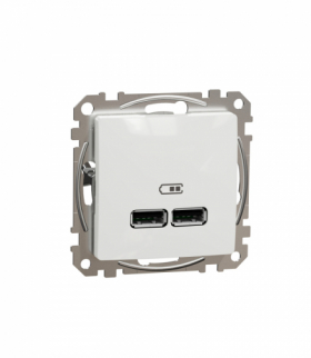 Sedna Design & Elements, Gniazdo ładowania USB typ A+A 2,4A, białe Schneider SDD111401