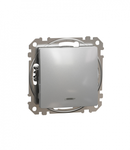 Sedna Design & Elements, Łącznik 1-biegunowy z podświetleniem, srebrne aluminium Schneider SDD113101L