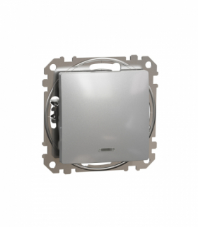 Sedna Design & Elements, Łącznik 1-biegunowy z sygnalizacją załączenia, srebrne aluminium Schneider SDD113101N