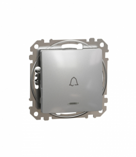Sedna Design & Elements, Przycisk 1-biegunowy "dzwonek" z podświetleniem, srebrne aluminium Schneider SDD113131L