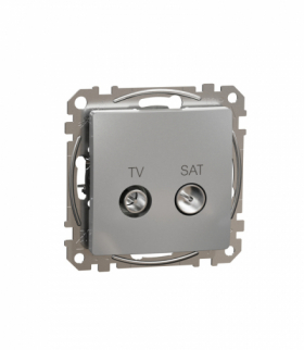 Sedna Design & Elements, Gniazdo TV/SAT przelotowe (10dB), srebrne aluminium Schneider SDD113478S