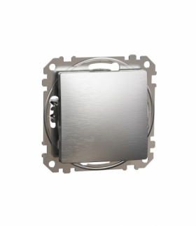 Sedna Design & Elements, Przycisk 1-biegunowy, szczotkowane aluminium, efekt metalu Schneider SDD170111