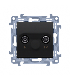 Gniazdo antenowe R-TV zakończeniowe do gniazd przelotowych (moduł) tłum. TV-10 dB, R-11 dB, czarny mat