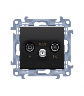 Gniazdo antenowe R-TV-SAT końcowe / zakończeniowe do gniazda przelotowego (moduł). 1x wejście: 5 MHz-2,4 GHz, czarny mat Simon10 CASK.01/49