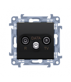 Gniazdo antenowe R-TV-DATA (moduł). 1x wejście: 5-862 MHz, czarny mat Simon10 CAD.01/49