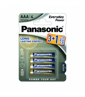 Baterie alkaliczne R03 (AAA), 4 szt., blister, Everyday Power, PANASONIC PNLR03-3+1BP EVERYDAY