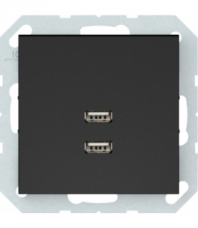 Gniazdo USB podwójne, czarne, QUADRUM, Vilma QR1028B