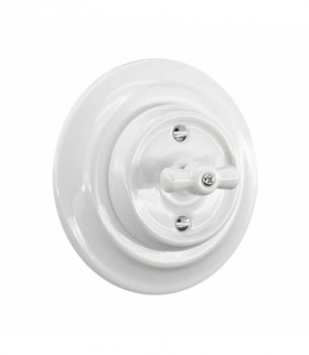 Włącznik ceramiczny żaluzjowy obrotowy z ramką, biały, VINTAGE VIN6005
