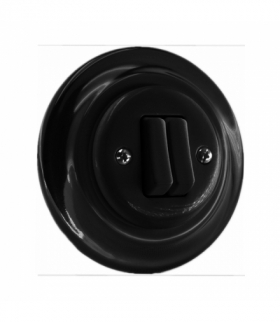 Włącznik podwójny ceramiczny podtynkowy, VINTAGE, czarny VIN6103