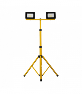 Naświetlacz LED na statywie, 2 x 30 W, 2 x 2350 lm, 6400 K, IP65, 150 cm, żółty SL-S01
