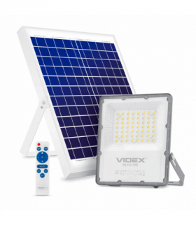 Naświetlacz LED z panelem solarnym i pilotem, 100 W, 2800 lm, 5000 K, VIDEX VLE-FSO-1005
