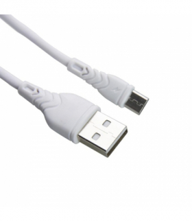 Przewód USB 2.0 typu A - micro USB, gumowy, biały, 1 m EN102