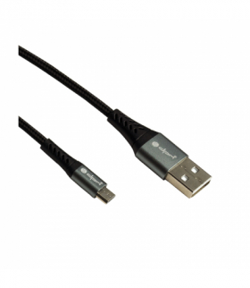 Przewód USB 2.0 typu A - micro USB, pleciony, czarny, 1,5 m, EN104