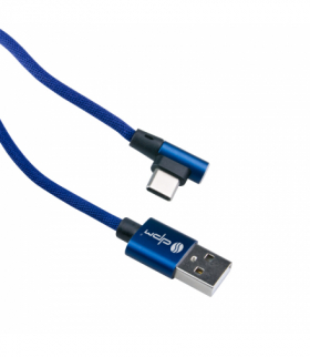 Przewód USB A - C, kątowy, niebieski, 1 m EN114