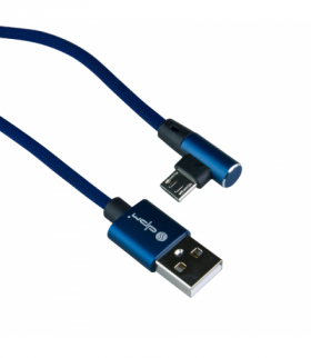 Przewód USB A - micro USB, kątowy, niebieski, 1 m EN113