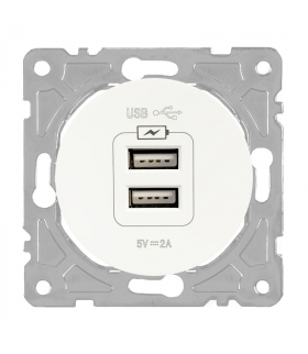 Gniazdo USB podwójne, 2,1 A, białe, OVAL SEU1028W